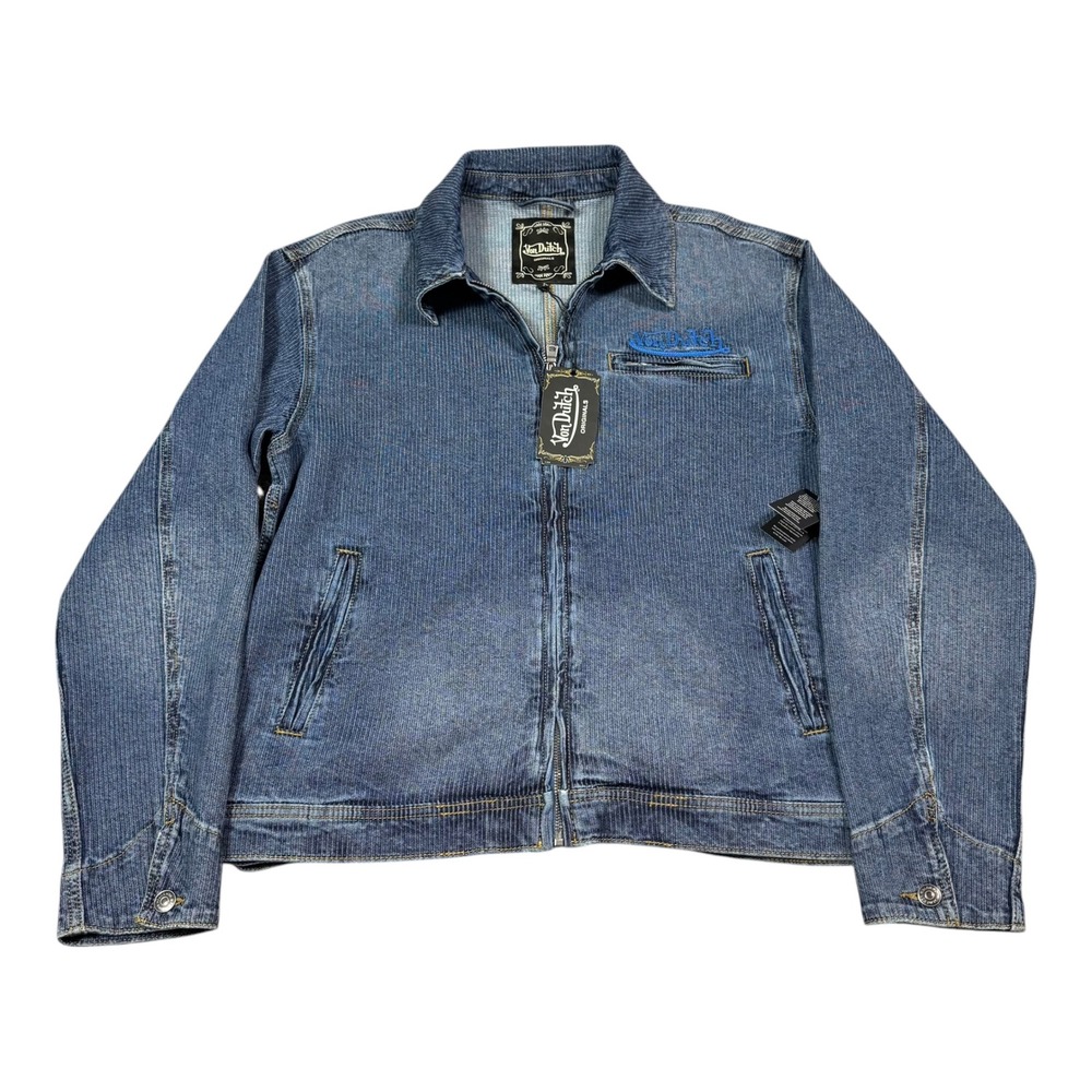 NWT Von Dutch The Phase Full Zip Detroit Style Jacket Men's Large Chain Stitch